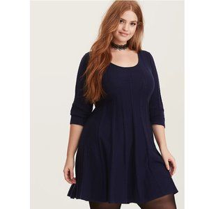 Torrid Navy Cable Knit Fluted Sweater Dress 1X